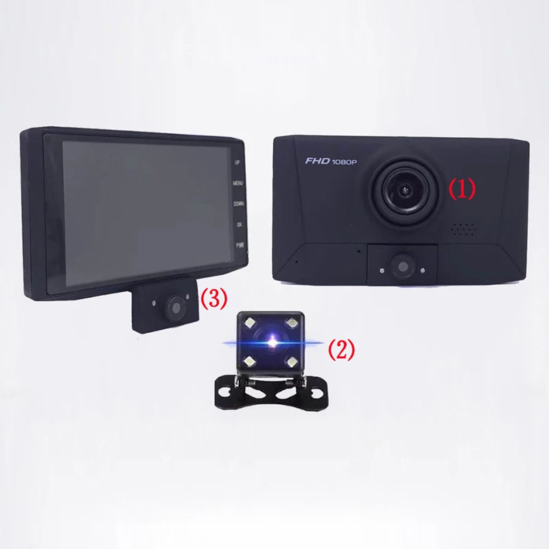 Новинка 2019 Автомобильный видеорегистратор 3 объектива камеры 4 0 дюймов авто