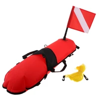 scuba diving inflatable surface marker buoy float with dive flag and 20m tow rope throwing line safety gear equipment