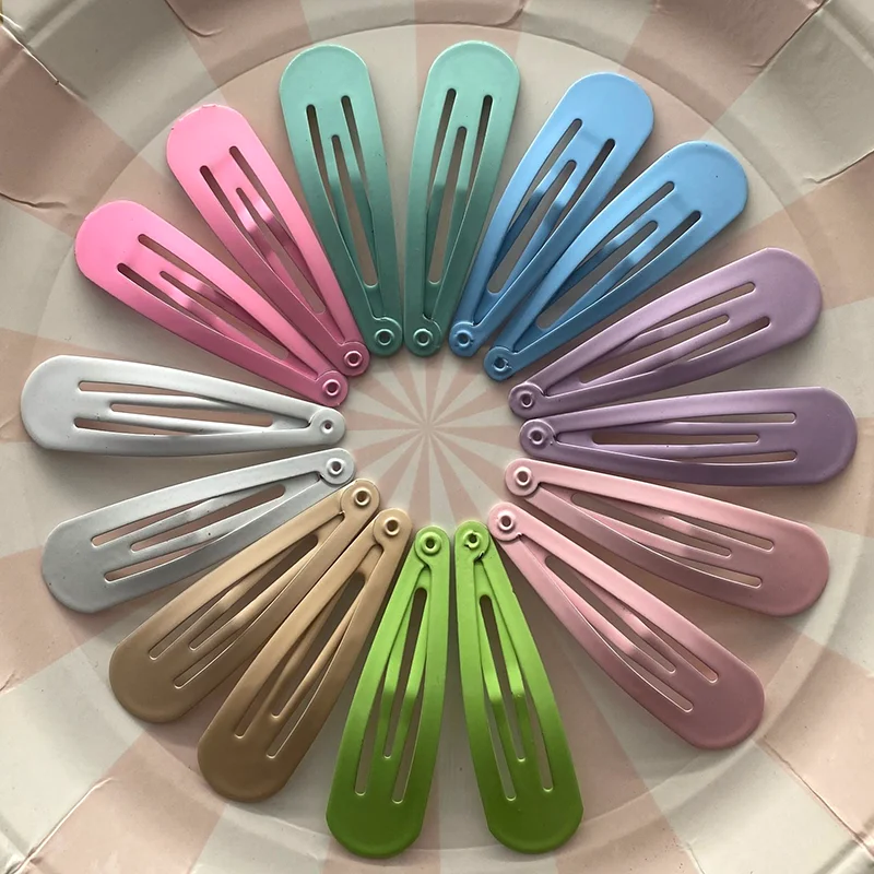 

30Pcs/Set 5Cm Mix Solid Color Metal Hairgrip Girls Snap Hair Clips For Children Baby Hair Accessories Women Barrettes Clip Pins