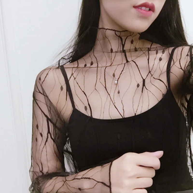 

Women Sexy Harajuku Mesh T Shirts Tops Net See Through T Shirt Transparent Star Base Top Camisas Femininas Clubwear