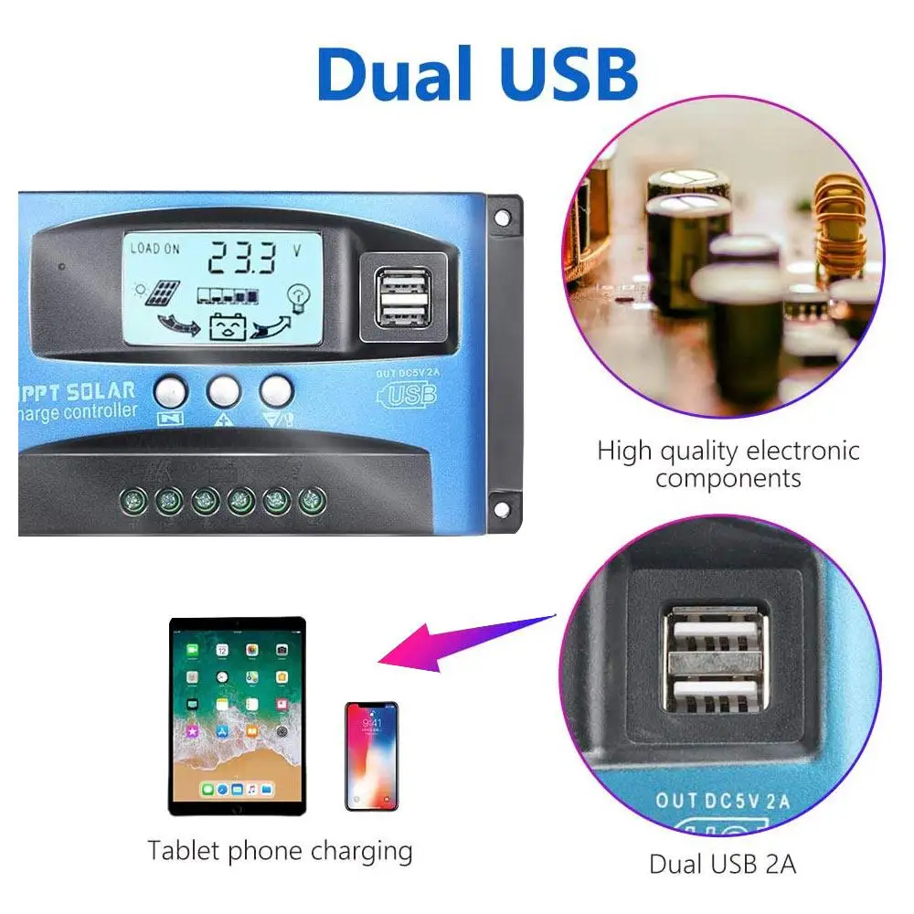 За максимальной точкой мощности Солнечный Контроллер заряда 12/24v перегрузки по