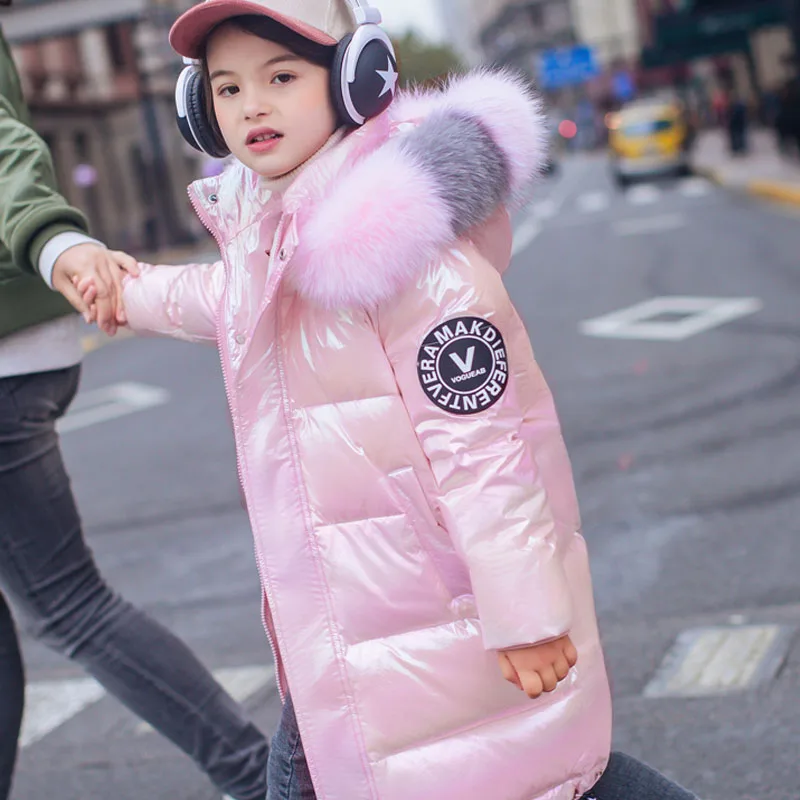 

Fashion Children's Cotton Jacket for Girls Warm Parka Colored Fur Collar Thicken Outerwear Winter Clothes 5-15 Yrs Girl Snowsuit