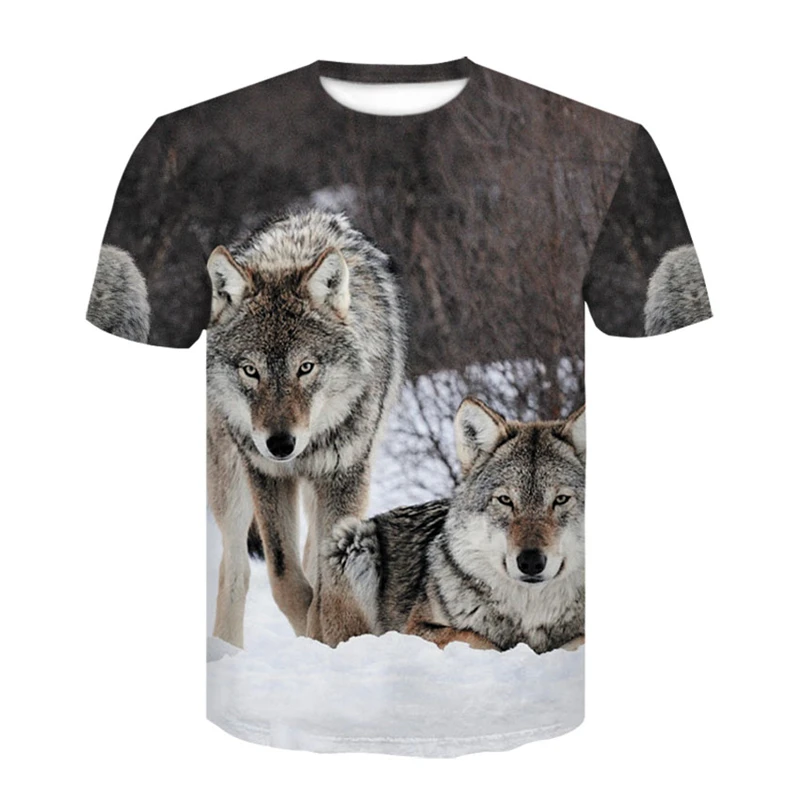 

Fashion new animal wolf 3D printing pattern men's short-sleeved casual T-shirt clothing streetwear men's short-sleeved