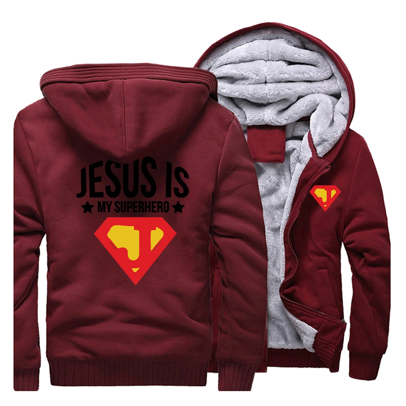 Jesus is my superhero, мужская уличная куртка с принтом,, зимнее флисовое теплое Мужское пальто в стиле хип-хоп, забавные мужские плотные толстовки с капюшоном, толстовка