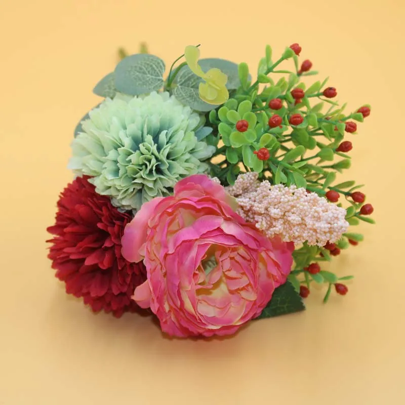 1 букет из 7 видов искусственных пионов Гортензия Шелковый искусственный цветок
