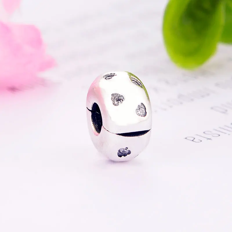 

Fit Original Pan Charm Bracelet 100% 925 Silver Round Shape Spacer Stopper Lock Clips Beads Making Women Berloque 2020 NEW