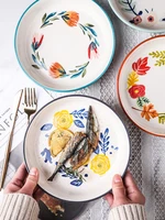 four season under glaze ceramic tableware household dinner plate dinner plate soup bowl large noodle bowl fruit salad