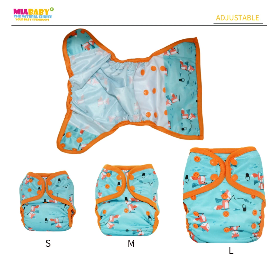 Моющиеся экологически чистые тканевые подгузники Miababy регулируемые подходят для