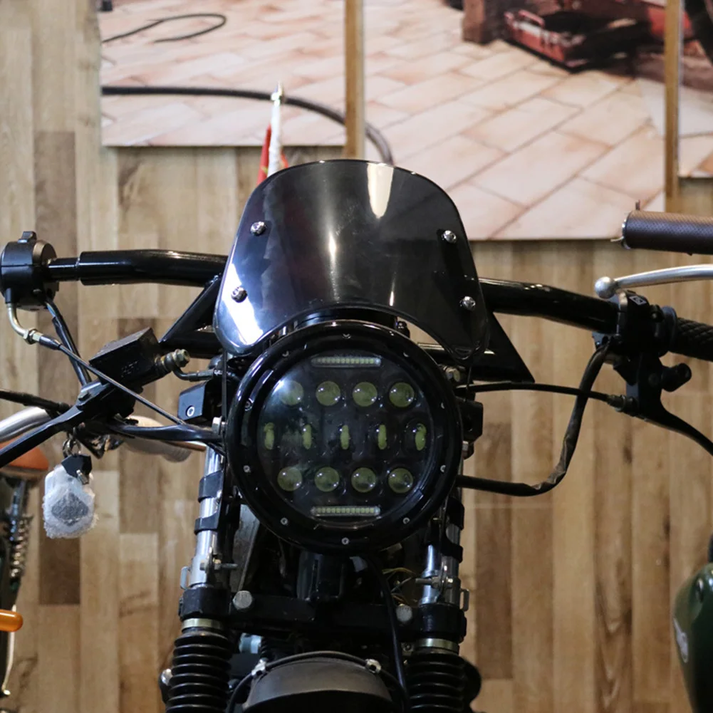 

Motorcycle Windshield Windscreen With Metal Mounting Bracket Universal Retro Windshield For Honda Yamaha Kawasaki 5-7" Headlight