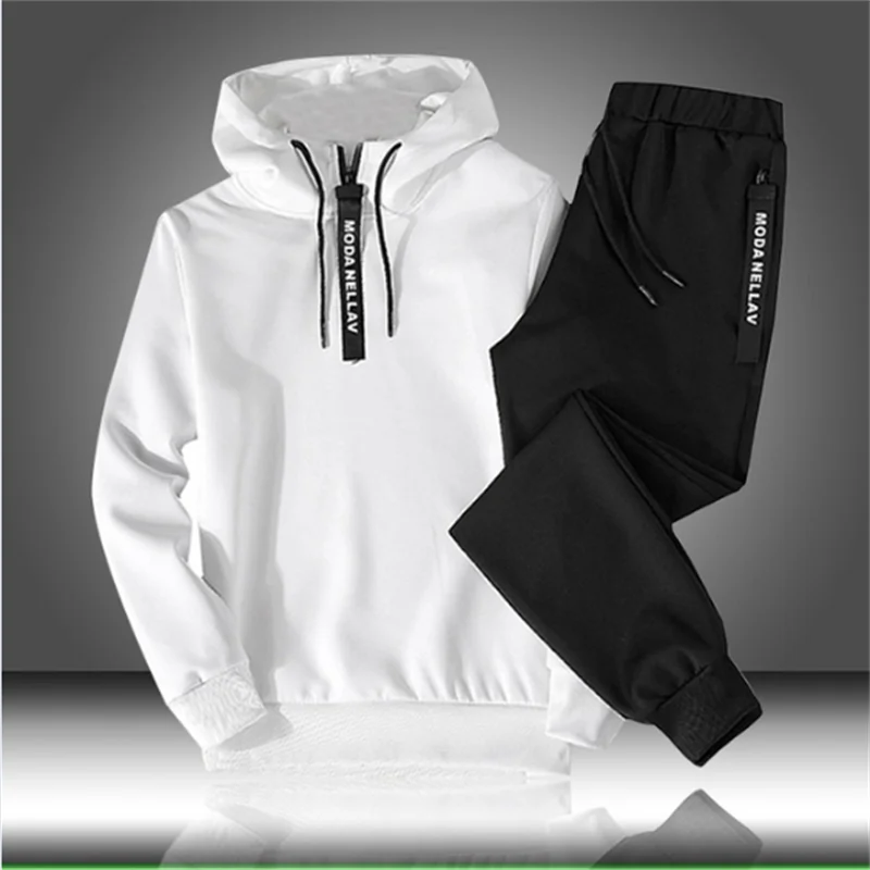

Sets Tracksuit Men Autumn Winter Hooded Sweatshirt Drawstring Outfit Sportswear 2021 Male Suit Pullover Two Piece Set Casual