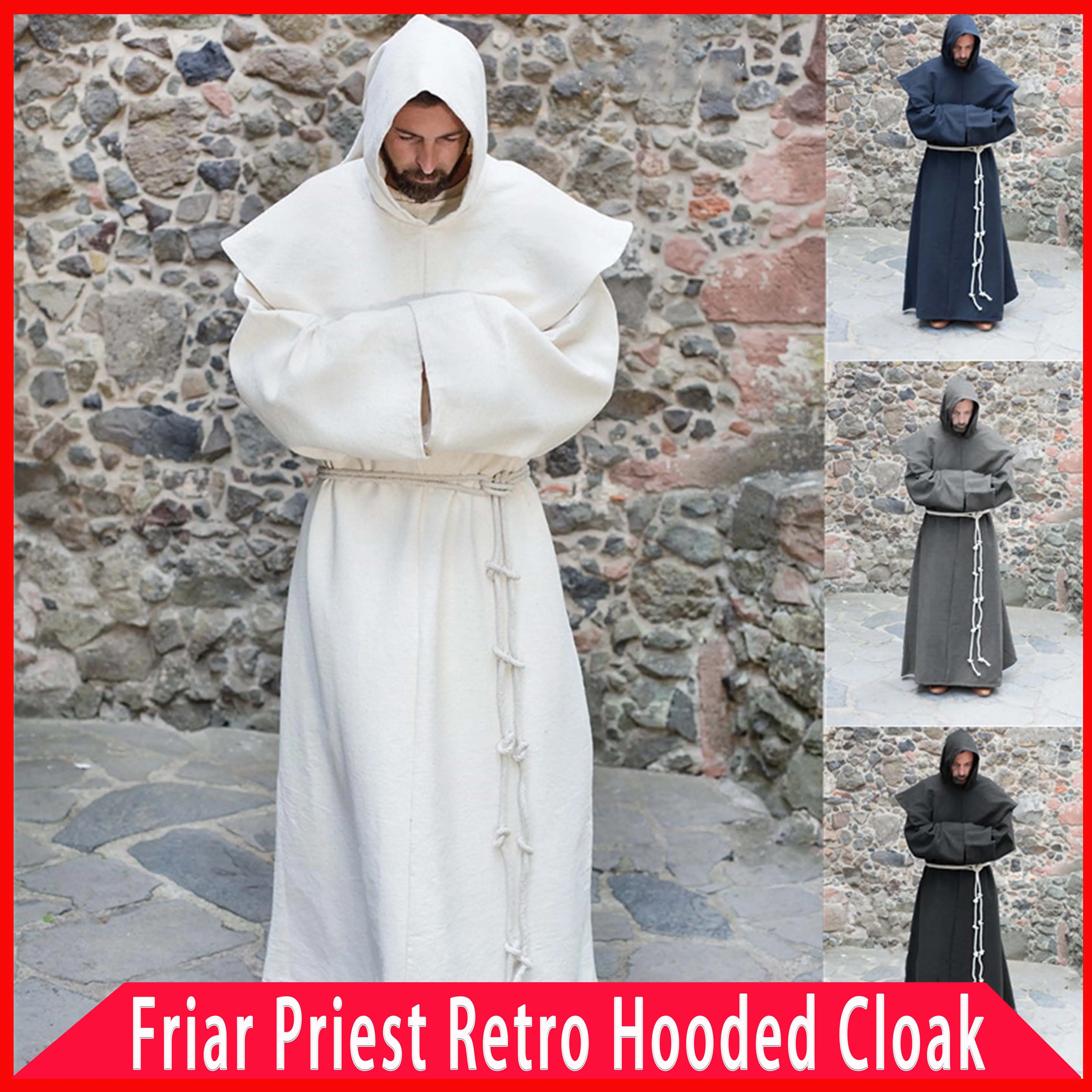 Накидка с капюшоном в стиле ретро для Хэллоуина карнавала фриара священника