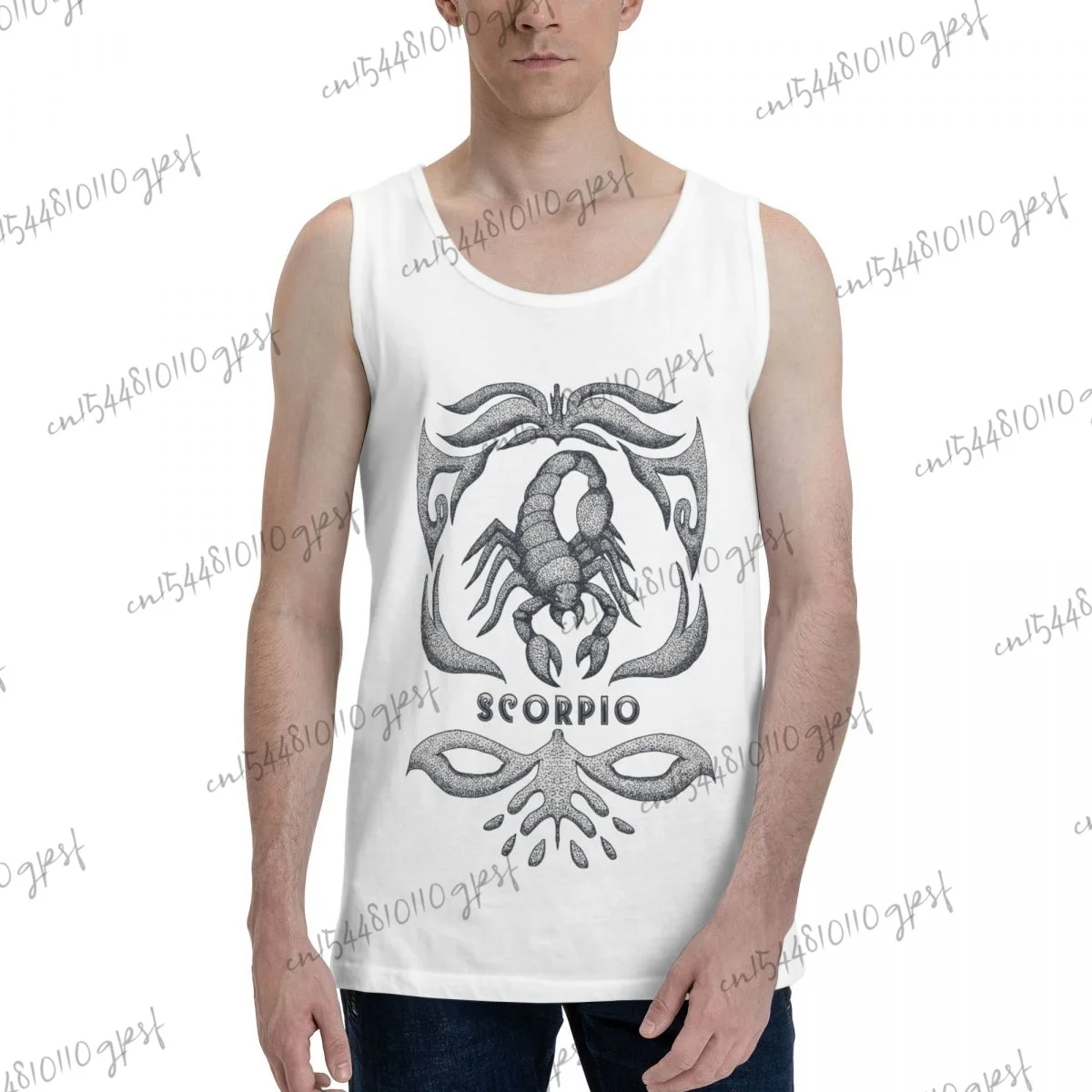 

Men's sport musculation Scorpio Zodiac Vintage Vector Illustration Pure cotton men tank top gym clothing