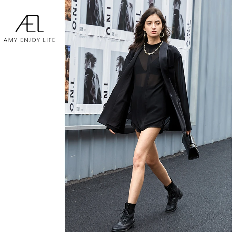 AEL пэчворк шифоновый пиджак женское платье летняя мода имитация двух частей