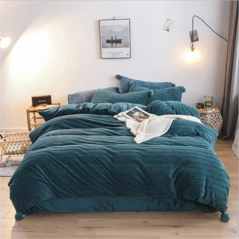 Набор бархатного постельного белья AB Side зимняя теплая флисовая простыня