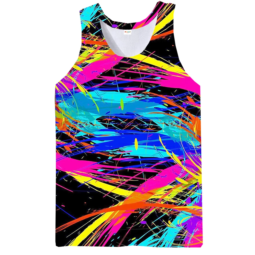 Мужской Топ без рукавов с радужным графическим рисунком | Мужская одежда