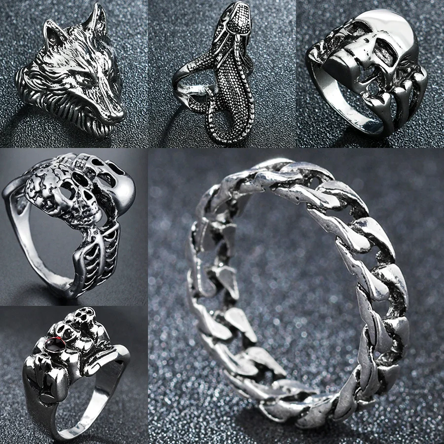 

Chain Ring Stainless Steel For Men Women's Finger Rings Punk Hiphop Hollow Chains Metal Geometry Silver Color Jewelry Gift