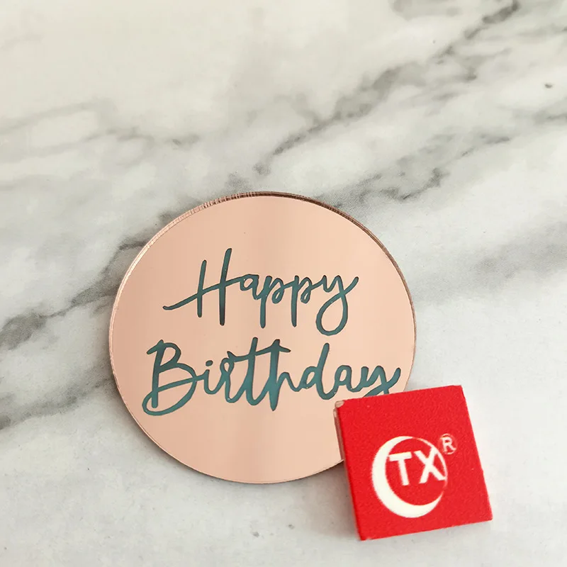 

5PCSNew Acrylic Gold Happy Birthday Cupcake Topper Rose Gold Silver 3D Round Cake Topper Birthday Party Cake Decoration 5 cm