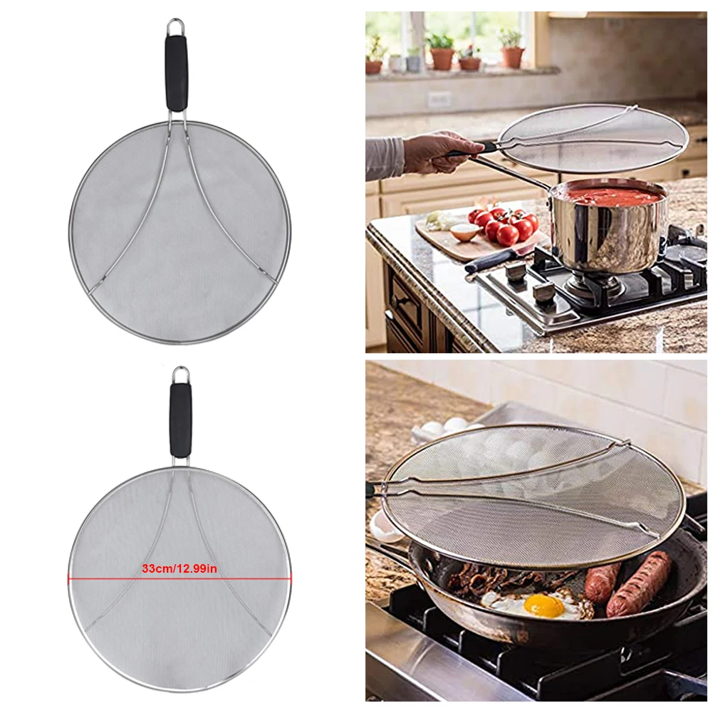 

Splatter Screen for Fry Pans Stainless Steel Grease Screen Splatter Guard for Kitchen, 13"