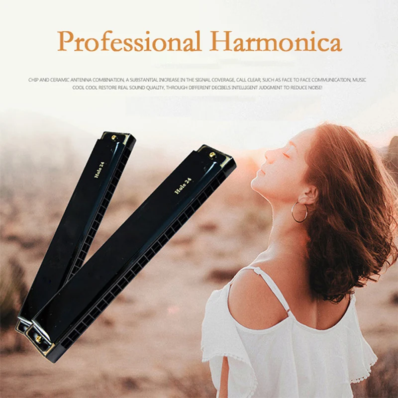 

Professional Harmonica in C Key with Case 10/24 Holes for Beginer Band Player and Students Easy to Carry Harmonica H-best