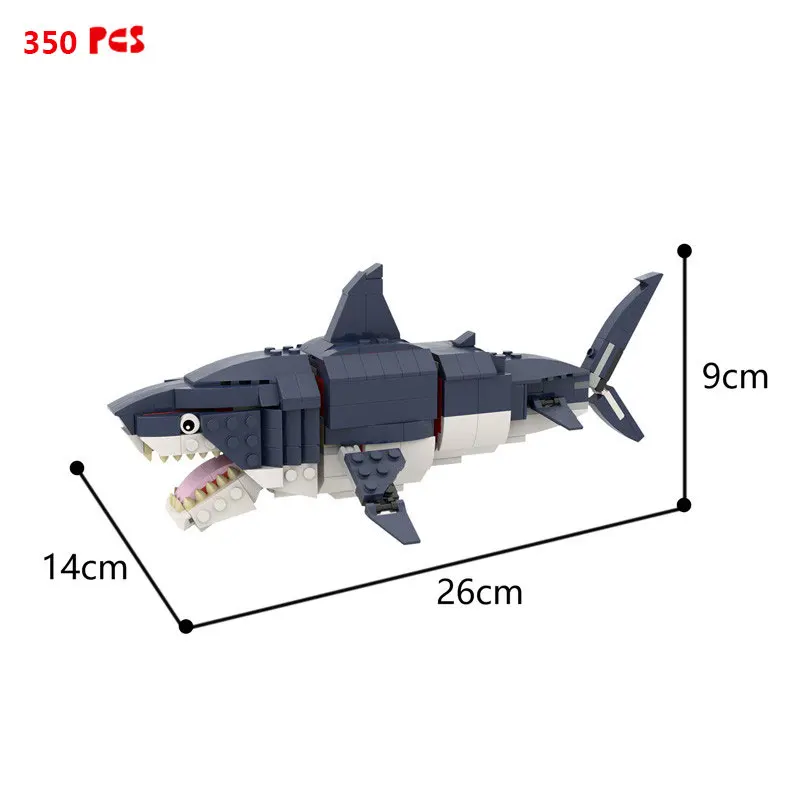 Modular Megalodon building blocks ocean animal Prehistoric shark model bricks constructor toys for educational kids gifts | Игрушки и