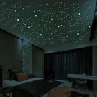 3D светящиеся звезды и точки, настенная наклейка, флуоресцентный клей для детской спальни, домашний декор, светящийся ночью, луна, наклейка сделай сам
