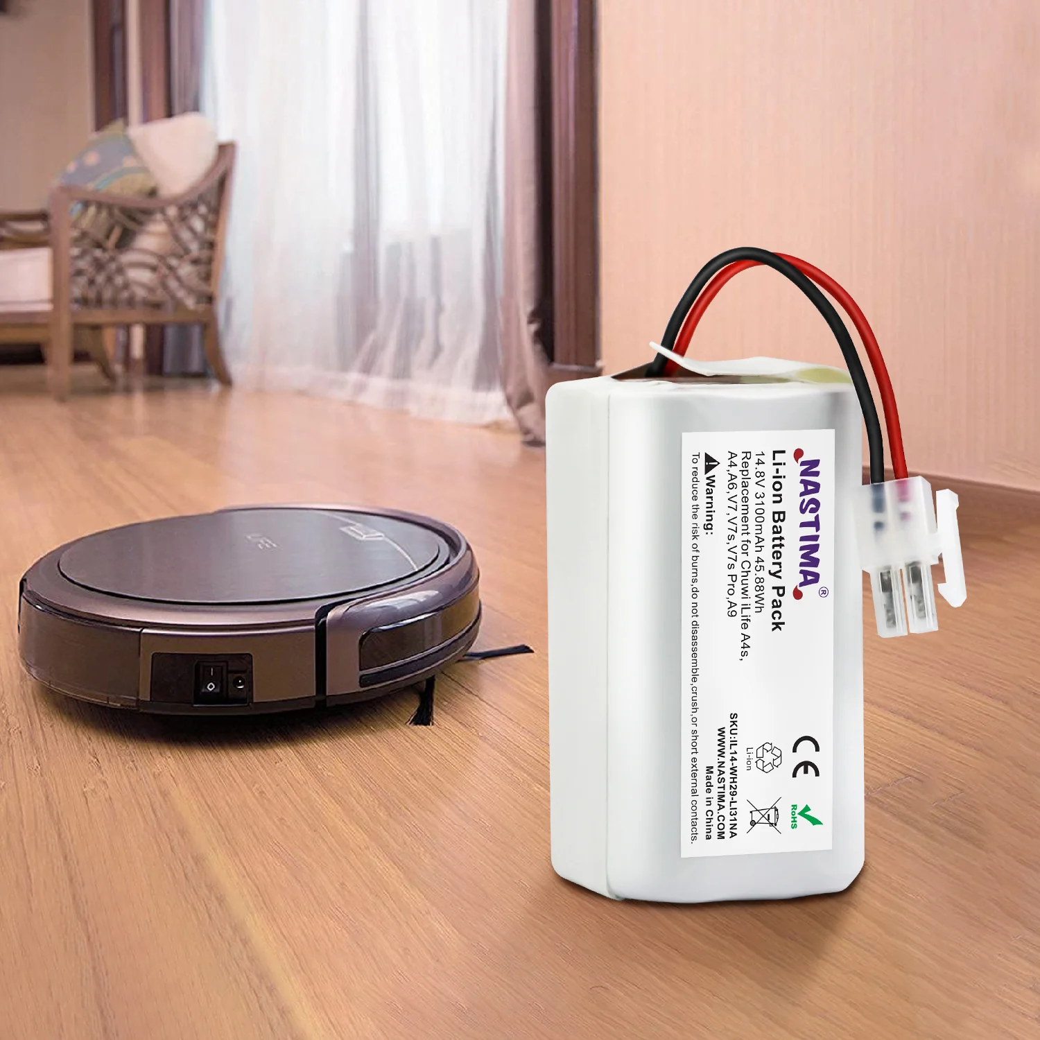 Литий ионный аккумулятор Nastima для ILIFE ecovacs A4s A4 A6 A9 V7 V7s Pro 14 8 в 3100 мАч|Перезаряжаемые