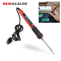 newacalox 5v 10w digital temp adjustable usb lcd soldering iron kit portable lead free welding gun rework station diy tool box