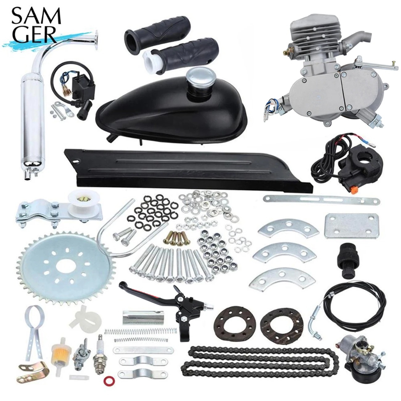 Двигатель Samger для мотоцикла 2-х тактный Карманный велосипедный двигатель 80 куб.