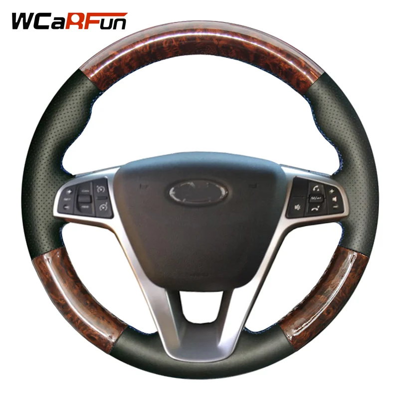

WCaRFun Hand-stitched Black Artificial Leather Car Steering Wheel Cover for Lada Vesta 2015 2016 2017 Vesta SW Cross