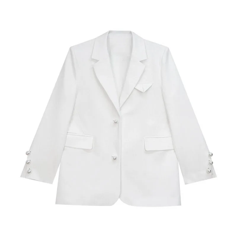 

White Slim Long Sleeve Oversize Blazer Elegant Jacket Spring 2021 Women Loose Casual High Quality Coat Business Suit For Ladies