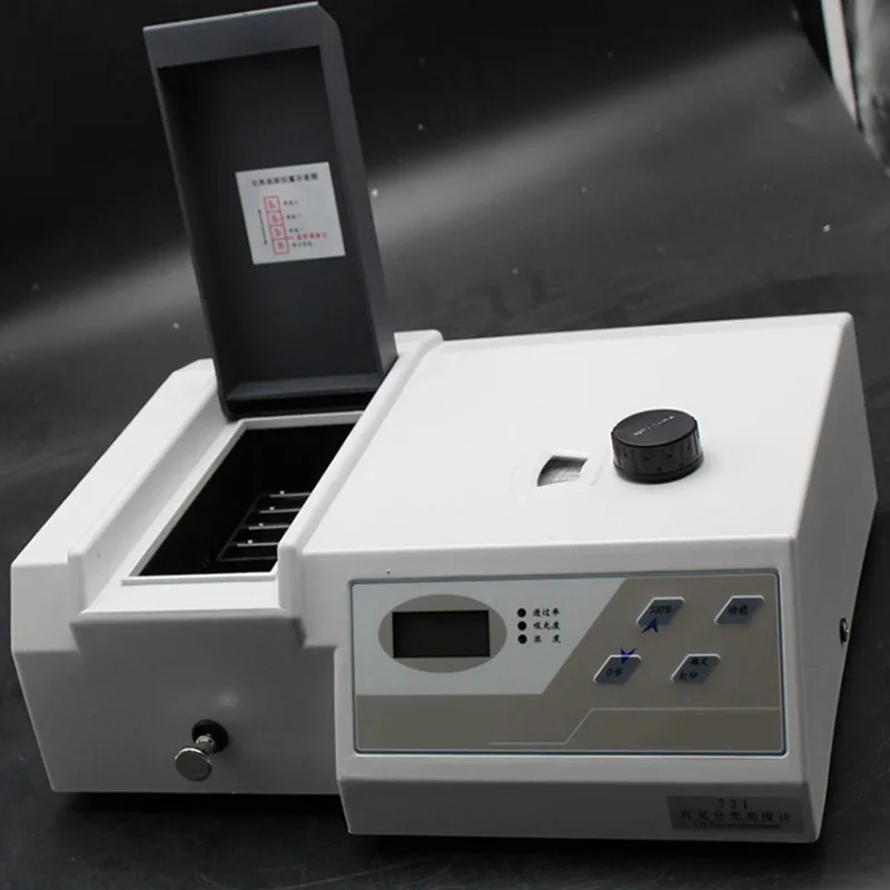 

722 Visible Spectrometer Wavelength 325-1050nm UV Spectrophotometer Tester Precision UV-Vis Photometer with Analyser Cuvette Kit