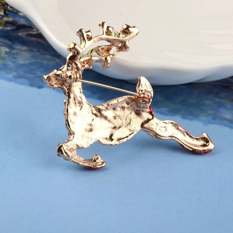 

Cute Running Deer Brooches For Women Xmas Gifts New Year Fashion Reindeer Elk Rhinestones Christmas Brooch Broche