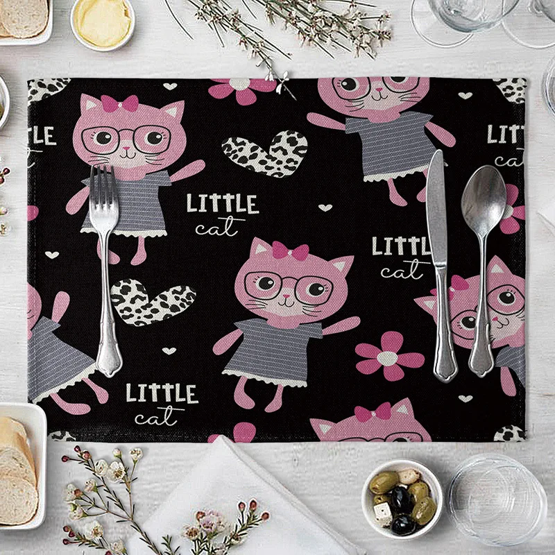 Милый Кот Настольный коврик Кухня обеденный Коврики на стол подставки под чашки