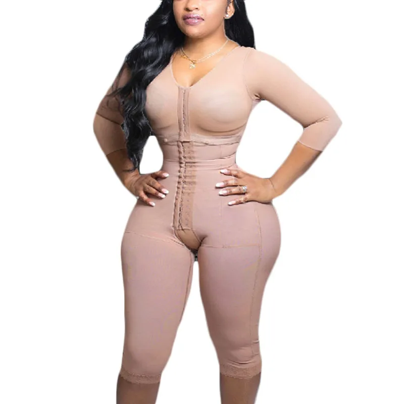 

Faja Postparto Compression Shrink Body Shaper Full Body Support Arm Bra Corset Slimming Sheath Woman Flat Belly Tummy Shaper