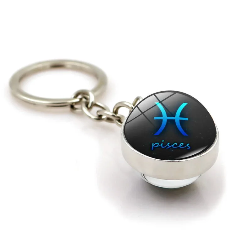 2020 Leo Libra Scorpio 12 брелок для ключей Созвездие стеклянный шар Шарм Подвеска