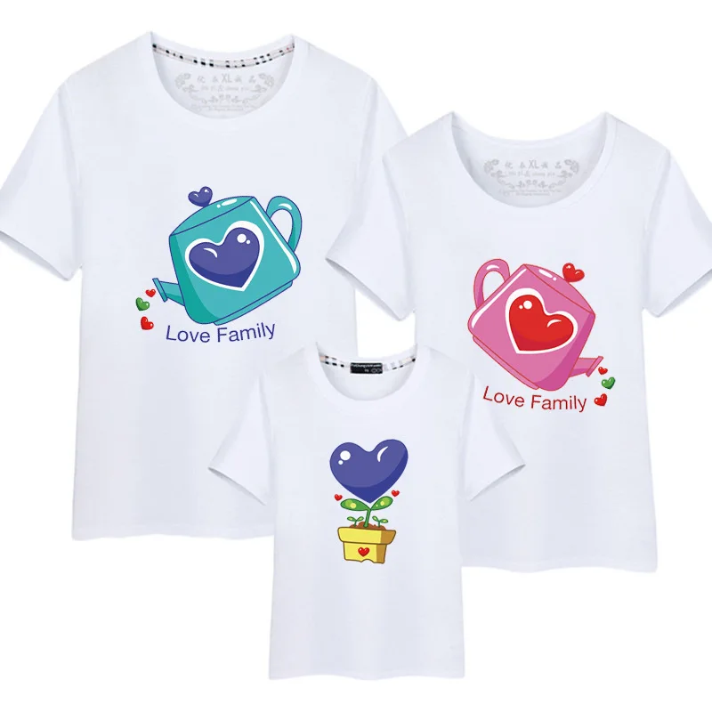 Футболка с надписью Love Heart Family корейская мода в стиле Харадзюку для женщин мамы и