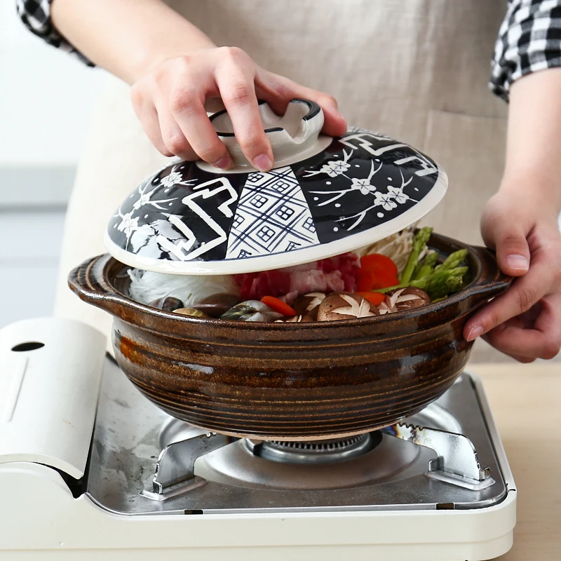 Verkaufen Japanischen Sakura Kirsche Kasserolle Haushalt Keramik Eintopf Suppe Reis Topf Gasherd Alt-fashioned Ton Pan Steingut Kochtopf
