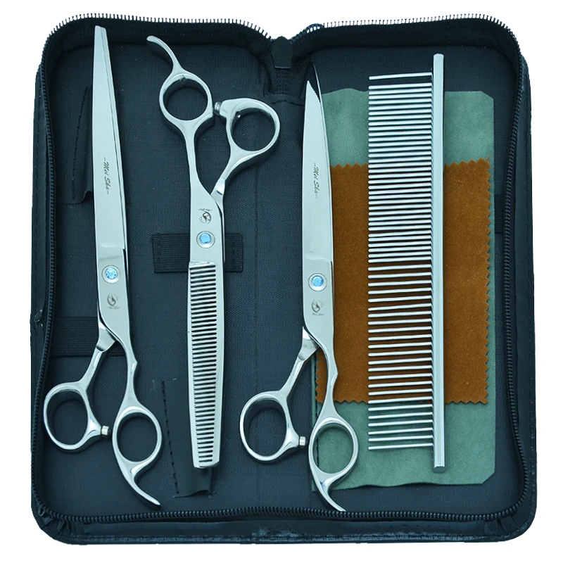

8" Big Professional Dog Grooming Scissors JP440C Straight Curved Cutting Shears 7.5" Pet Thinning Tijeras Animal Trimmers B0041A