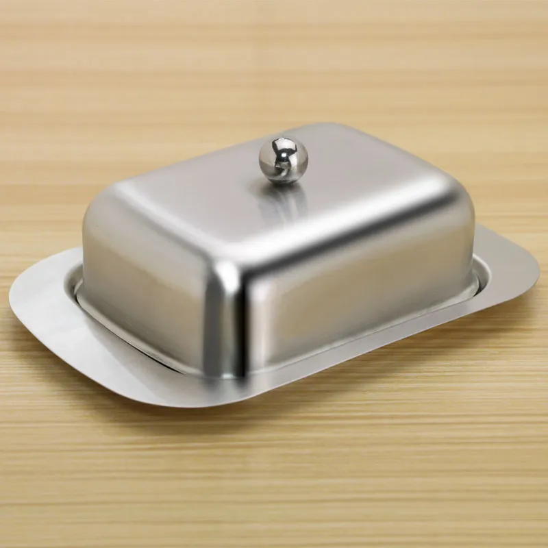 

Kitchen Butter Dish Box Container Cheese Plate Storage Container Keeper Tray Butter Dish with Lid Stainless Steel Cheese Boxes