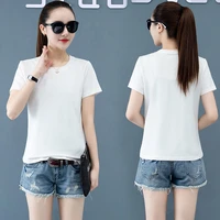 summer 2021 new pure color trend loose size womens wear thin bottomed top korean cotton short sleeve t shirt girl