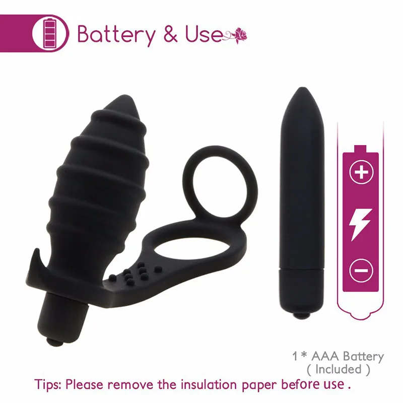 10 Скорость простаты Вибрационный массажер с резьбой Анальная пробка
