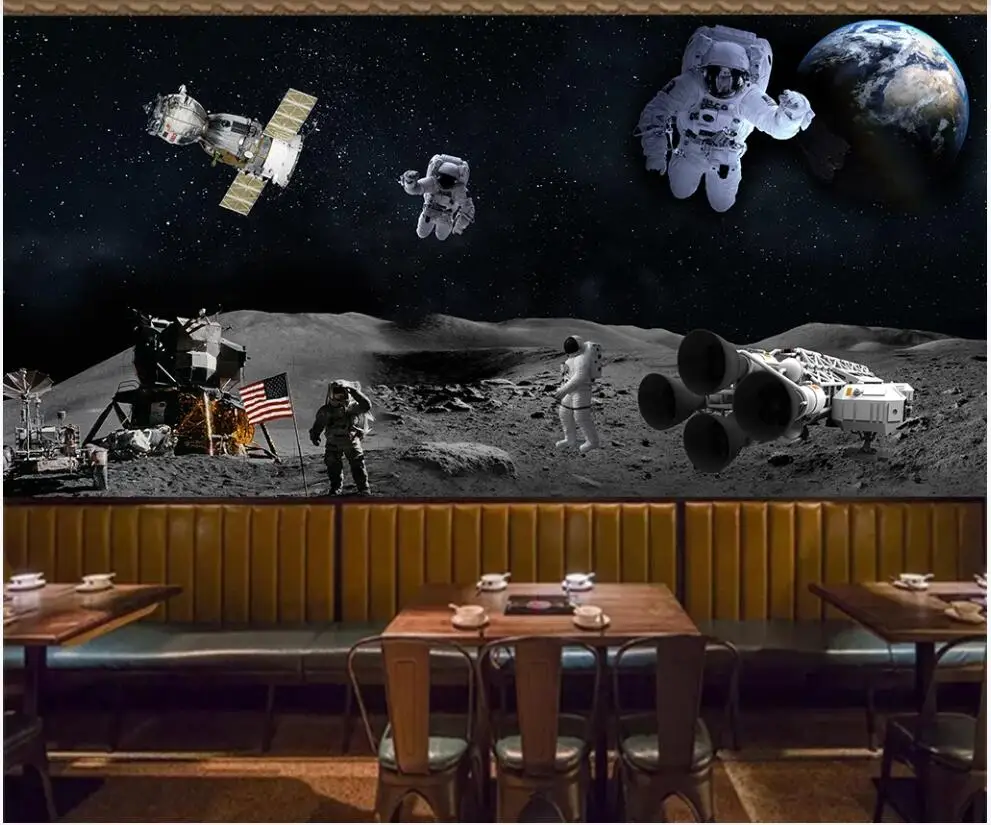 

Custom photo mural 3d wallpaper Universe starry sky science fiction theme space astronaut landing room wallpaper for walls 3 d