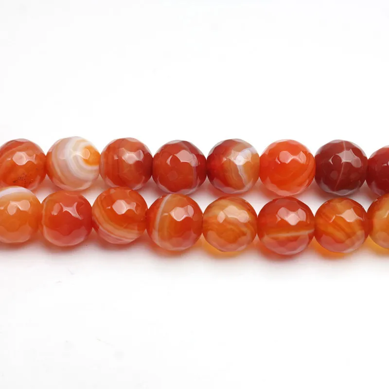 4-14 мм натуральный круглый граненый красный бисер в полоску из оникса для