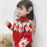 girls sweater christmas pullover 2022 new western style all matching base childrens autumn and winter thickened