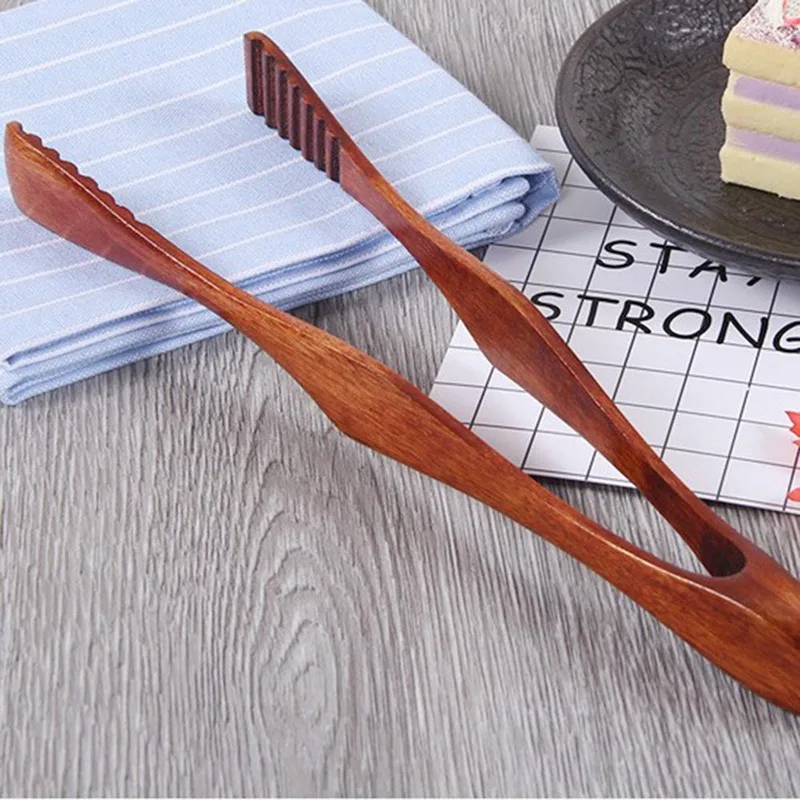

1 Pc Bamboo Cooking Kitchen Tongs Food BBQ Tool Salad Bacon Steak Bread Cake Wooden Clip Home Kitchen Utensil