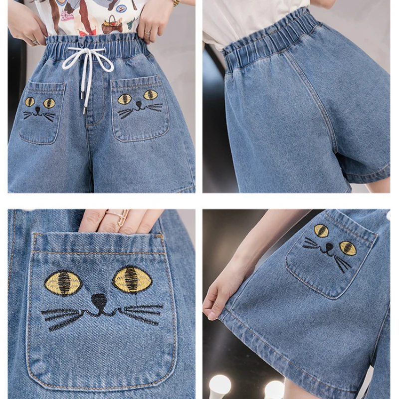 Женские джинсовые шорты с высокой талией летние большого размера плюс 4XL 5XL