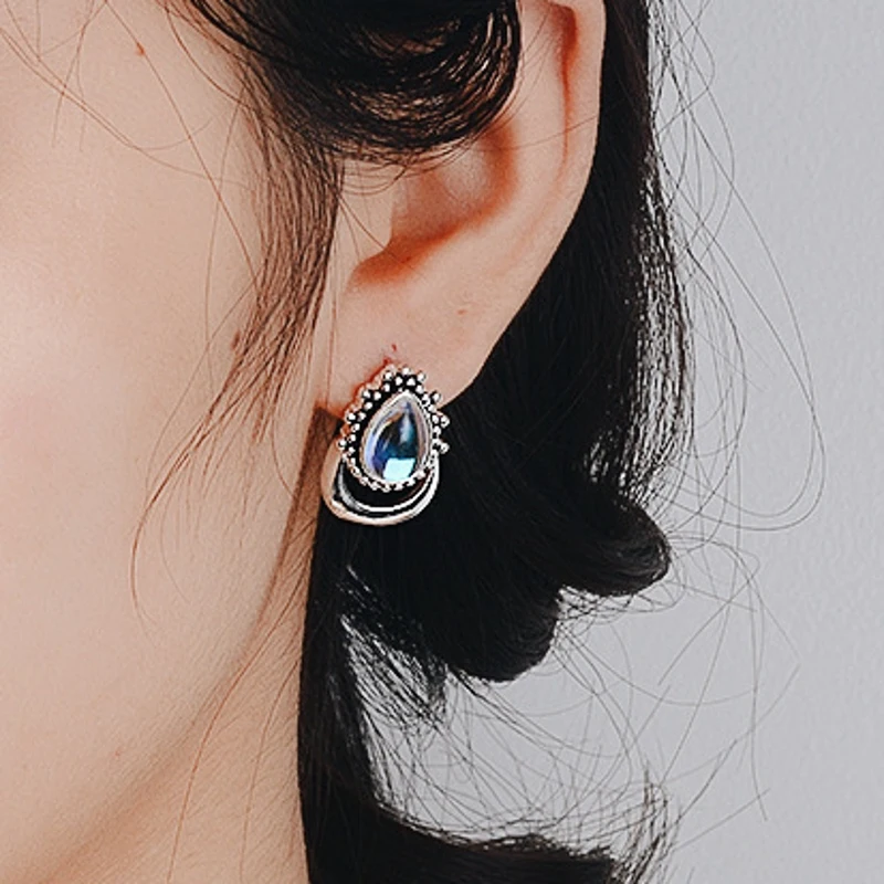 Женские винтажные сережки Skute серебряная подвеска в стиле бохо с Луной и грушей