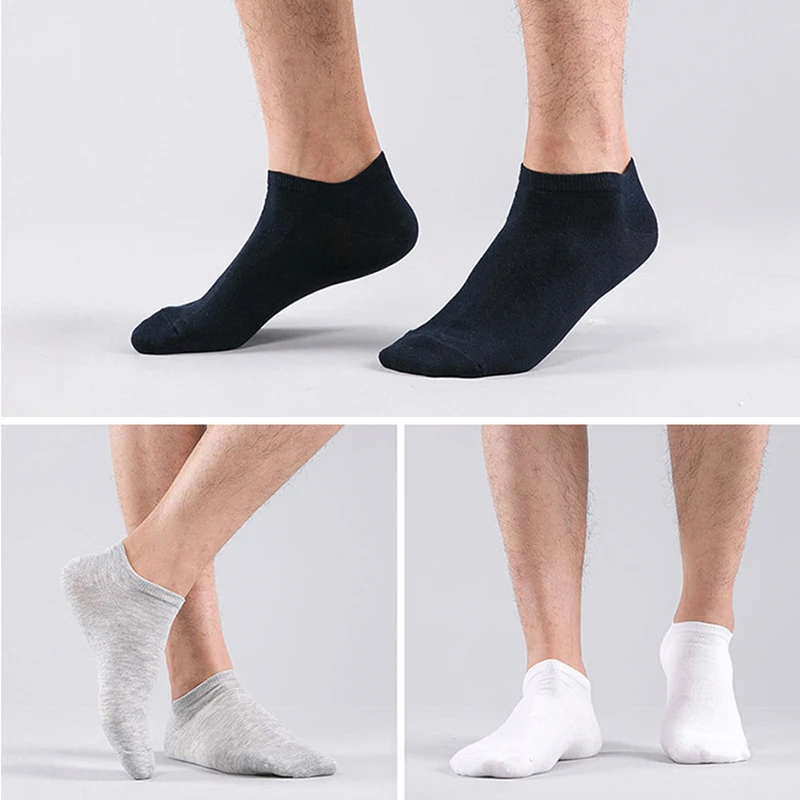 100% Cotton Breathable Socks Thin Men Socks High Quality No Show Boat Socks Black Short for Size 39-44