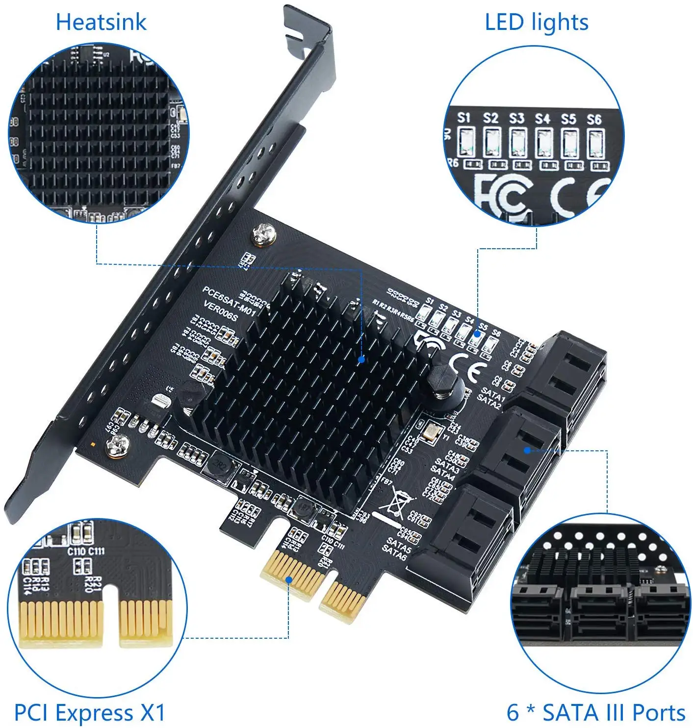 64 карта pcie с 10 портами sata iii карта ко