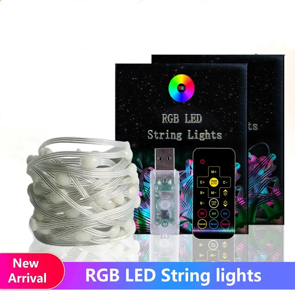 

USB LED String Christmas Lights For Indoor Outdoor RGB Led Light Full Color Multi mode Addressable Individually 5V with Remote